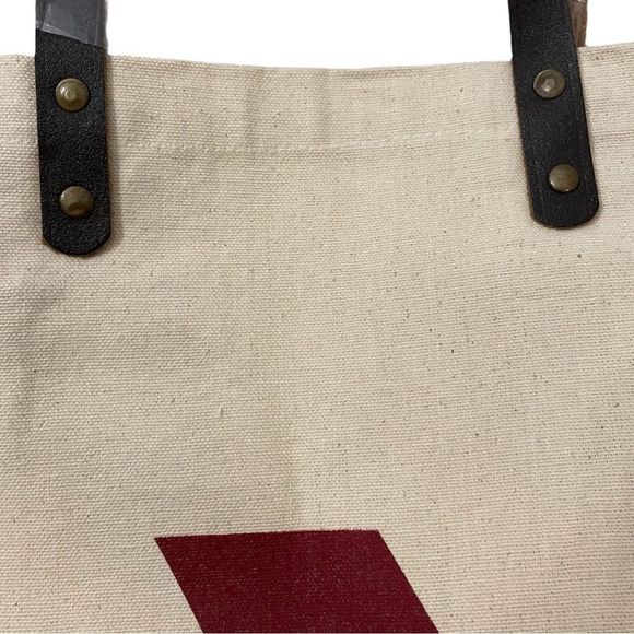 NWOT Prime The Killers Cotton Beige Canvas Tan Bag Tote with Leather Handles - Picture 5 of 9